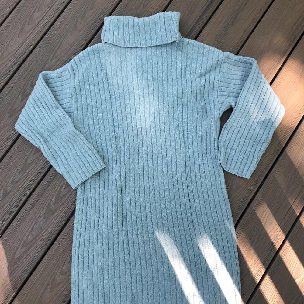 Blue Abercrombie Ribbed Turtleneck Sweater Dress - Size Large Tall